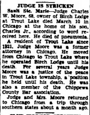 Birch Lodge - March 1939 Judge Charles W Moore Obit